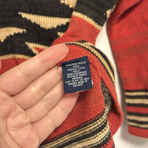 Chaps Ralph Lauren Womens XS Aztec Navajo Southwestern Knit Top Linen Blend Boho - Picture 6 of 6